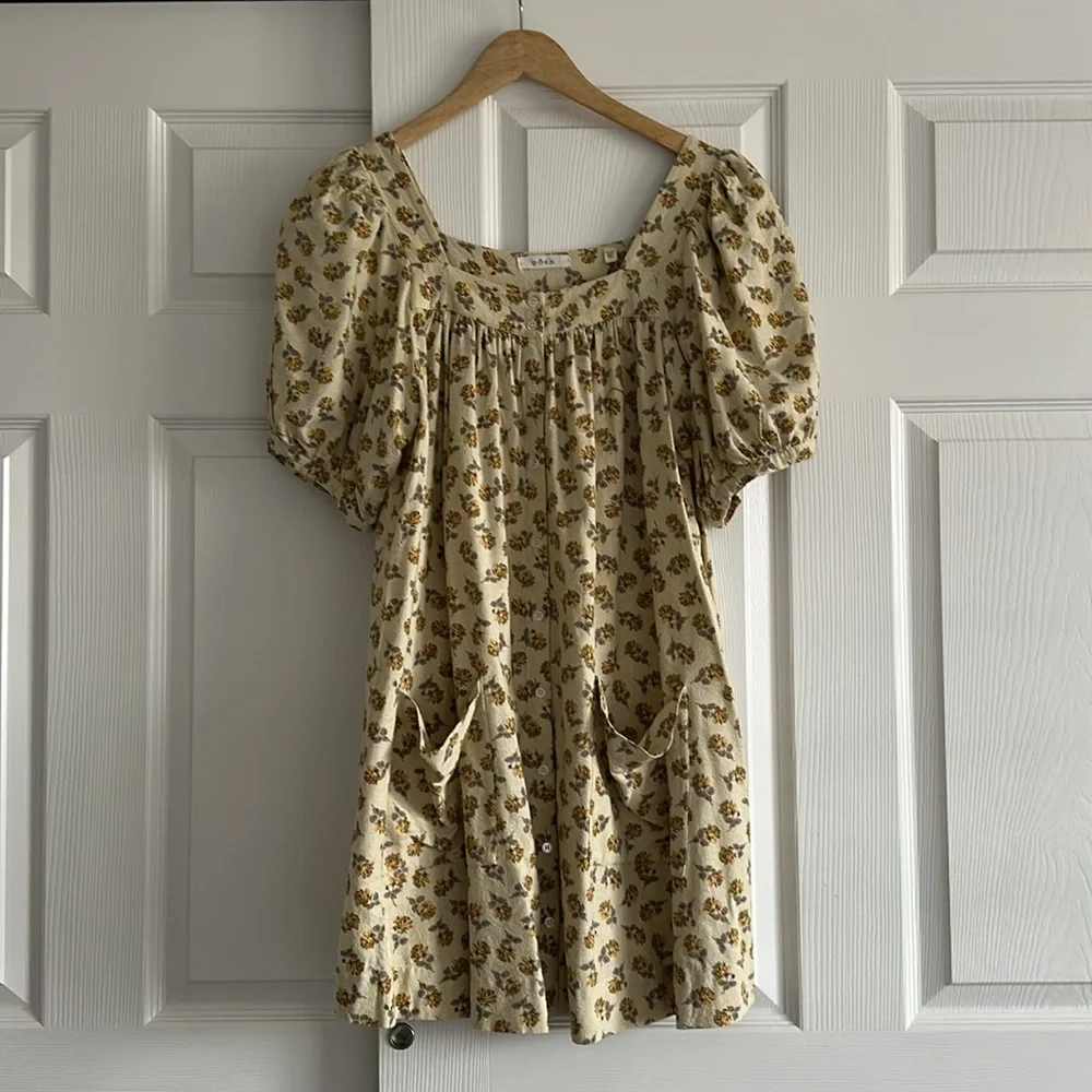 Doen Cream Mini Dress with Yellow Floral Print - Picture 2 of 5